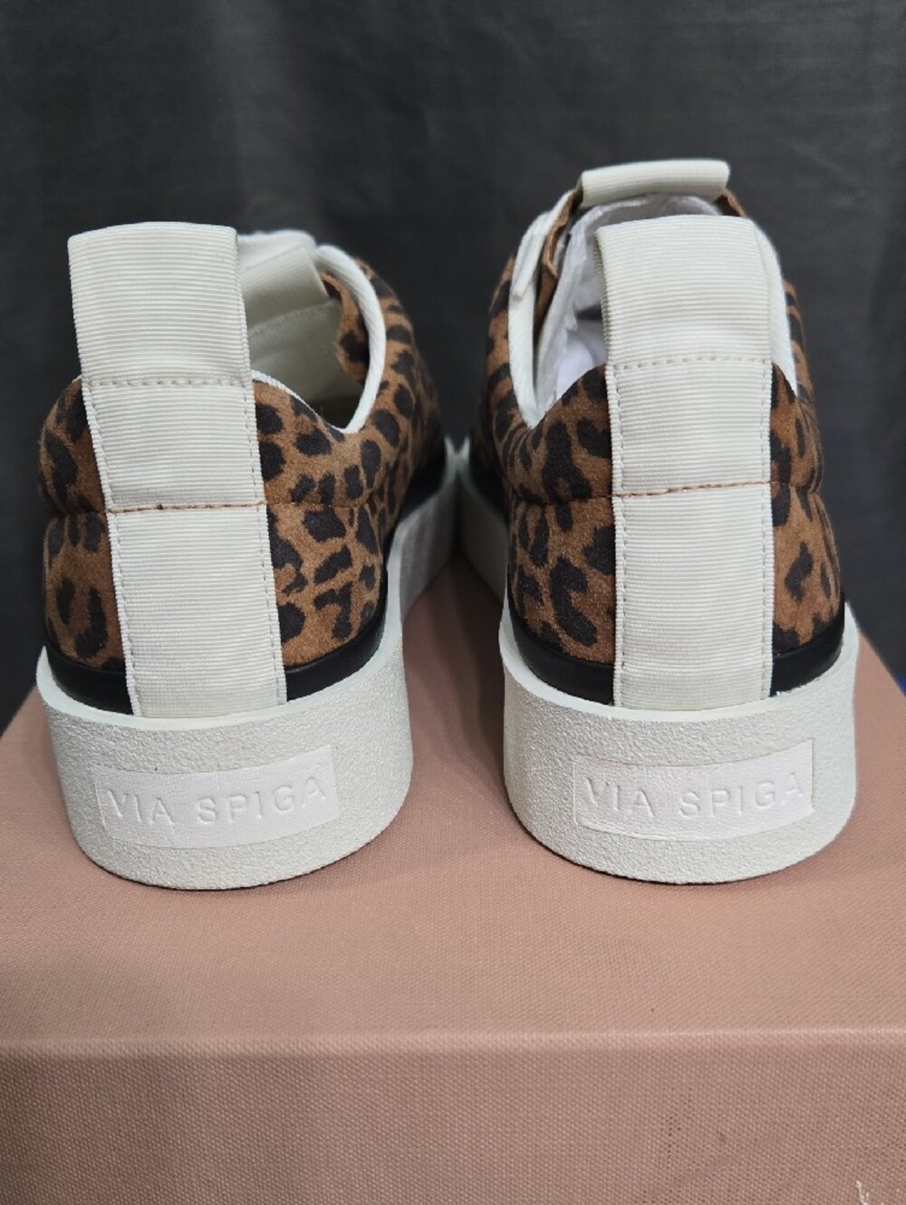 WEEKEND SALE! Via Spiga Leopard-Print Platform Lace-Up Sneakers - Brown & White - Picture 5 of 12